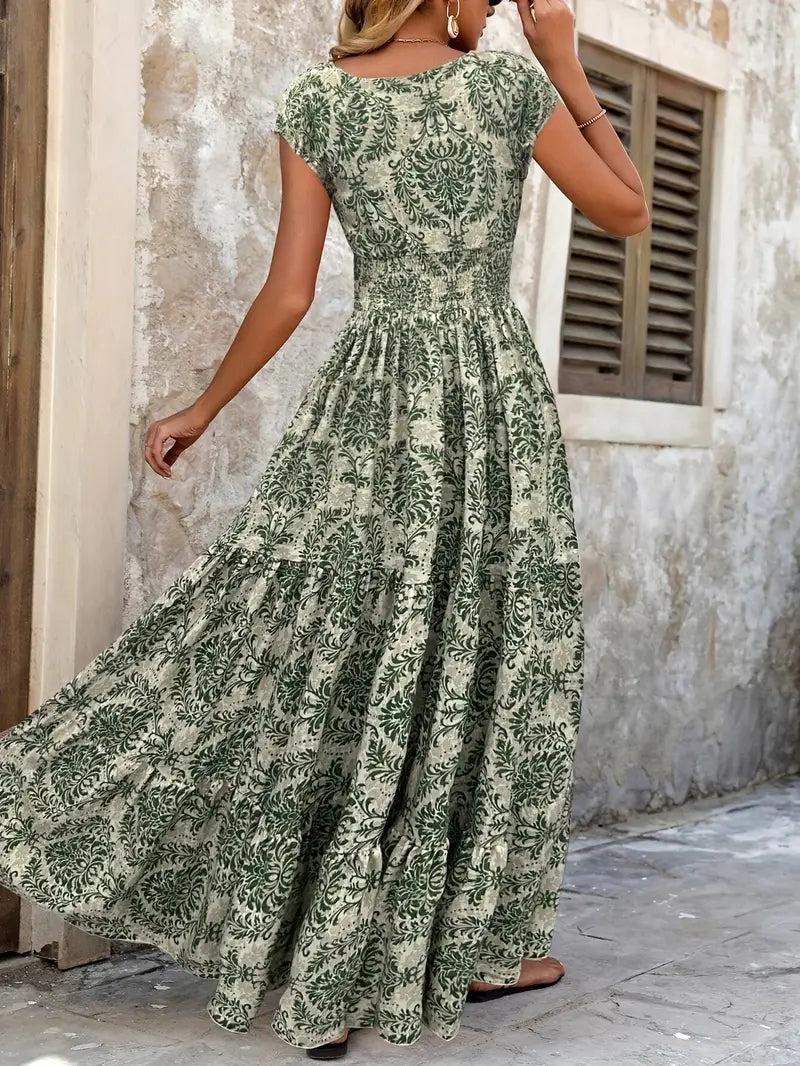Einzigartiges ärmelloses Maxikleid mit V-Ausschnitt