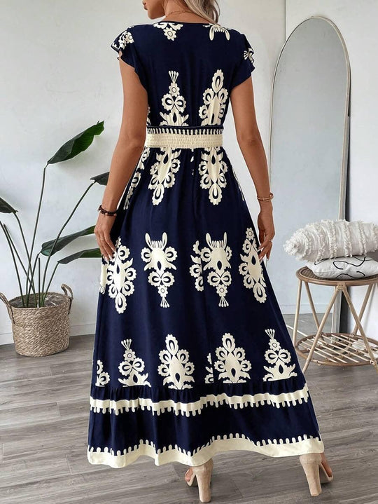 Groovy Marineblaues Maxikleid mit V-Ausschnitt