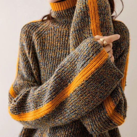 Brauner Retro-Langarmpullover