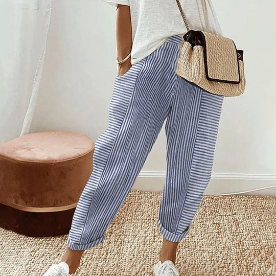 Blaue Seitentaschen-Druckhose