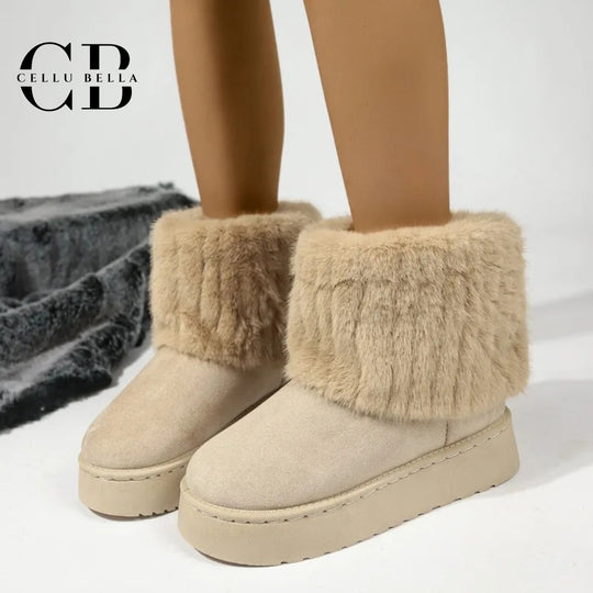 Rhea-Plattformstiefel: Kuschelig warme Winterboots mit Plüschfutter und rutschfester Sohle