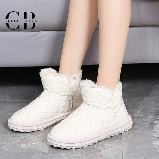 Leto-Schneestiefel: Elegante Winterboots mit glänzendem Finish und Plüschfutter
