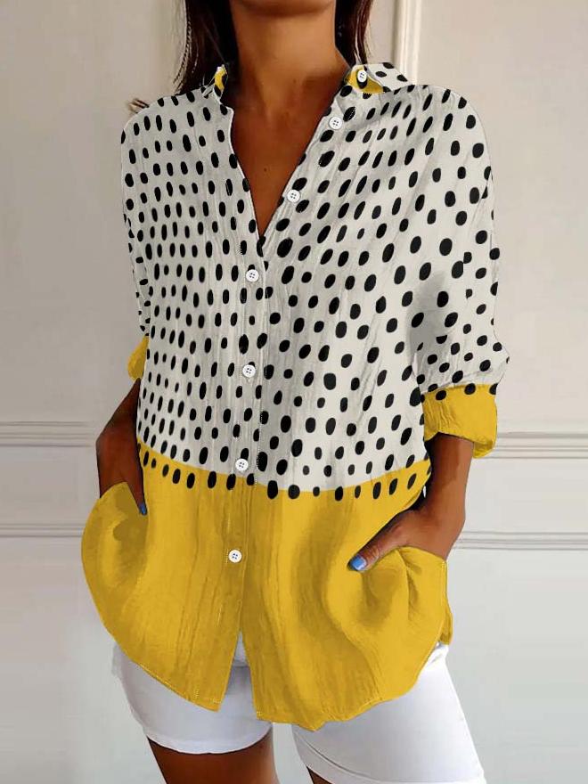 Einzigartiges Langarmhemd mit Polka Dot Print