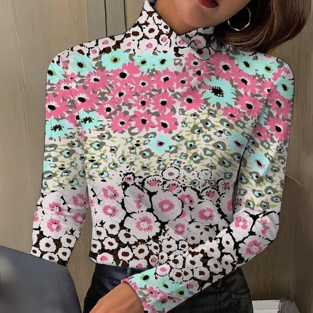 Elegantes langärmeliges Multicolor-Top