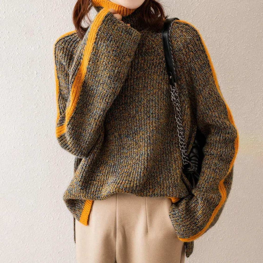 Brauner Retro-Langarmpullover