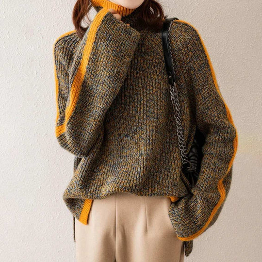 Brauner Retro-Langarmpullover