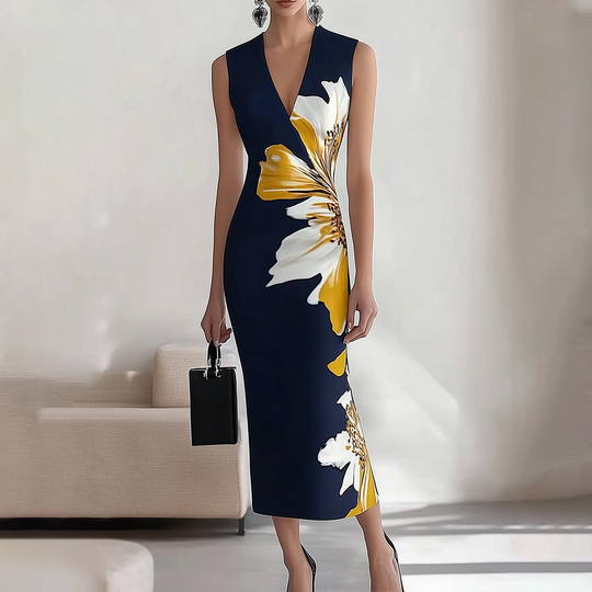 Elegantes ärmelloses Maxikleid mit Blumendruck