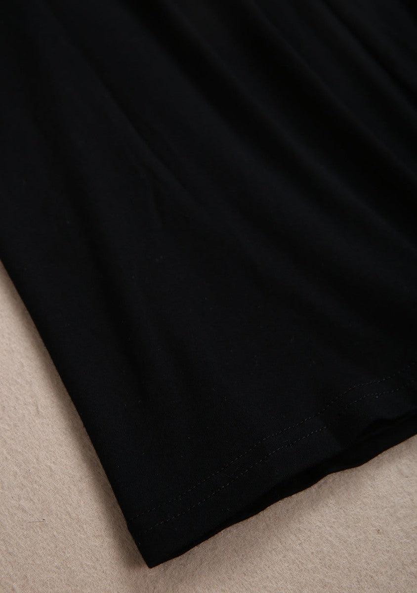 Tiefschwarzes verdrehtes ärmelloses Minikleid mit hohem Träger