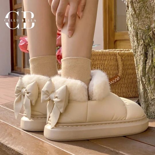Callista-Winterboots: Warme Baumwoll-Snowboots mit verspieltem Schleifendetail