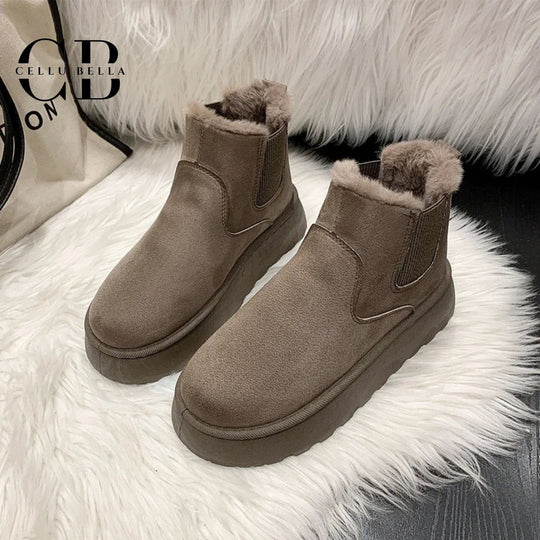 Hebe-Winterstiefel: Elegante Damen-Snowboots mit Keilabsatz und wärmendem Futter