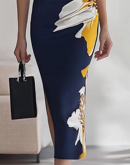 Elegantes ärmelloses Maxikleid mit Blumendruck