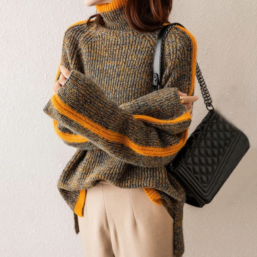 Brauner Retro-Langarmpullover