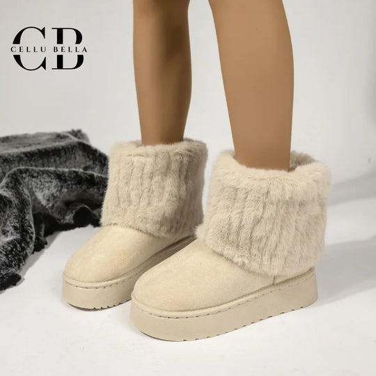 Rhea-Plattformstiefel: Kuschelig warme Winterboots mit Plüschfutter und rutschfester Sohle