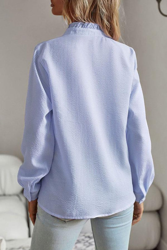 Vera - Blaues Langarm-Shirt mit Druck