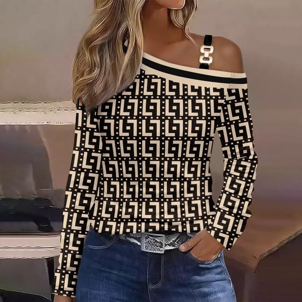 Retro-Druck Cold Shoulder Top