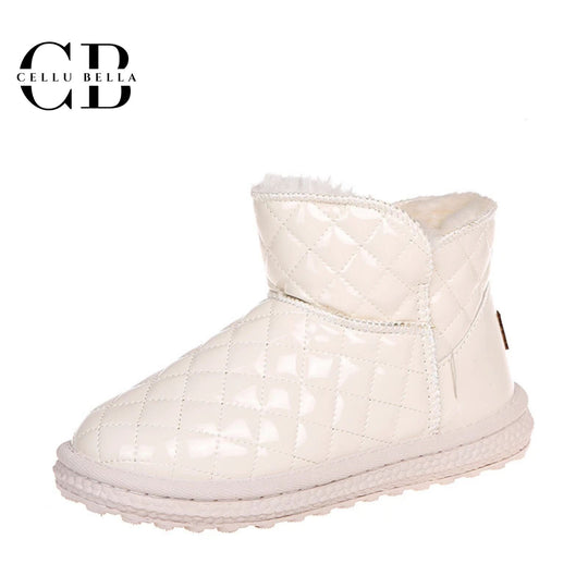 Leto-Schneestiefel: Elegante Winterboots mit glänzendem Finish und Plüschfutter