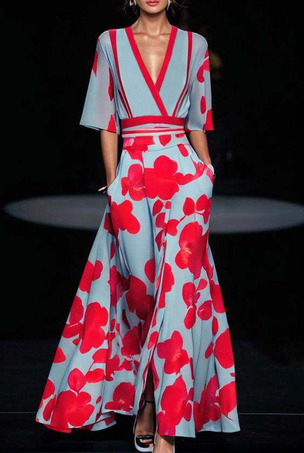 Groovy Blaues Maxikleid mit kurzen Ärmeln