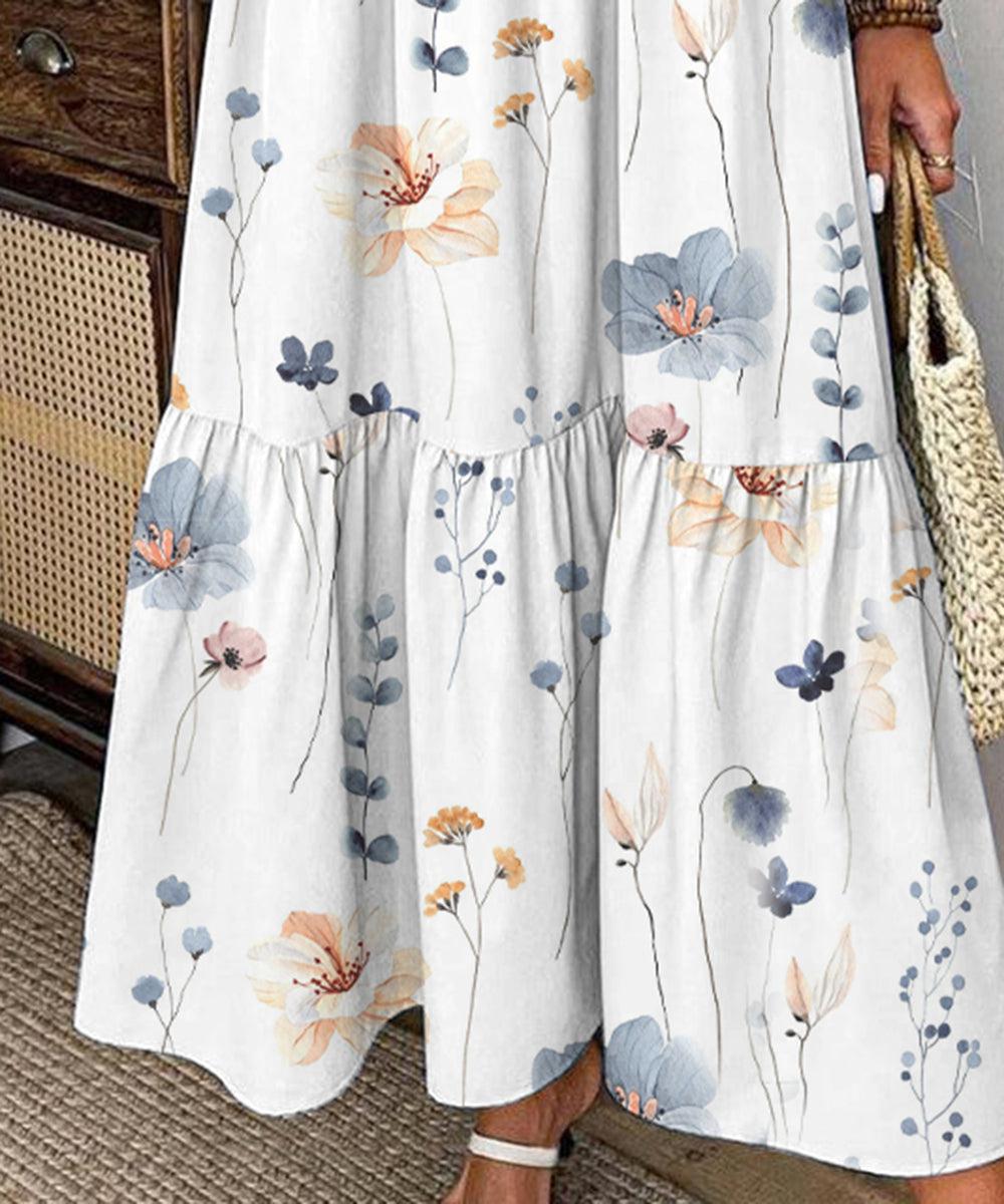 Frisches Maxikleid mit 3/4 Ärmeln und Kragen