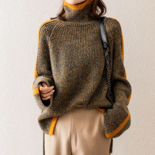Brauner Retro-Langarmpullover