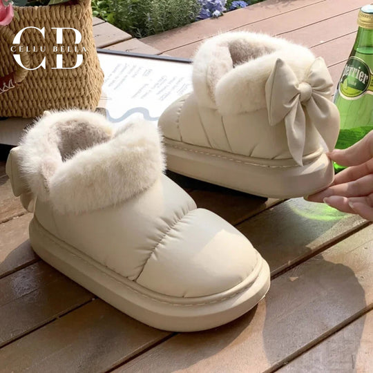 Callista-Winterboots: Warme Baumwoll-Snowboots mit verspieltem Schleifendetail