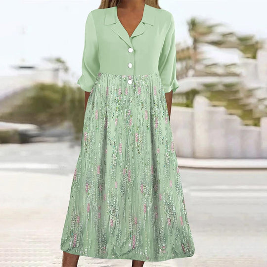 Einzigartiges grünes kurzärmeliges Midikleid