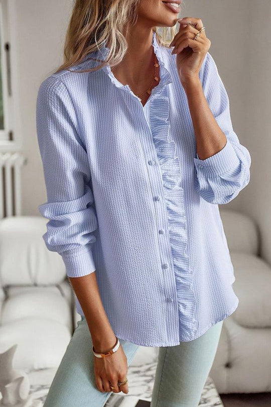 Vera - Blaues Langarm-Shirt mit Druck