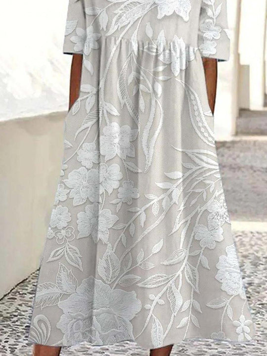 Basic Rundhalsausschnitt Kurzärmeliges Midikleid