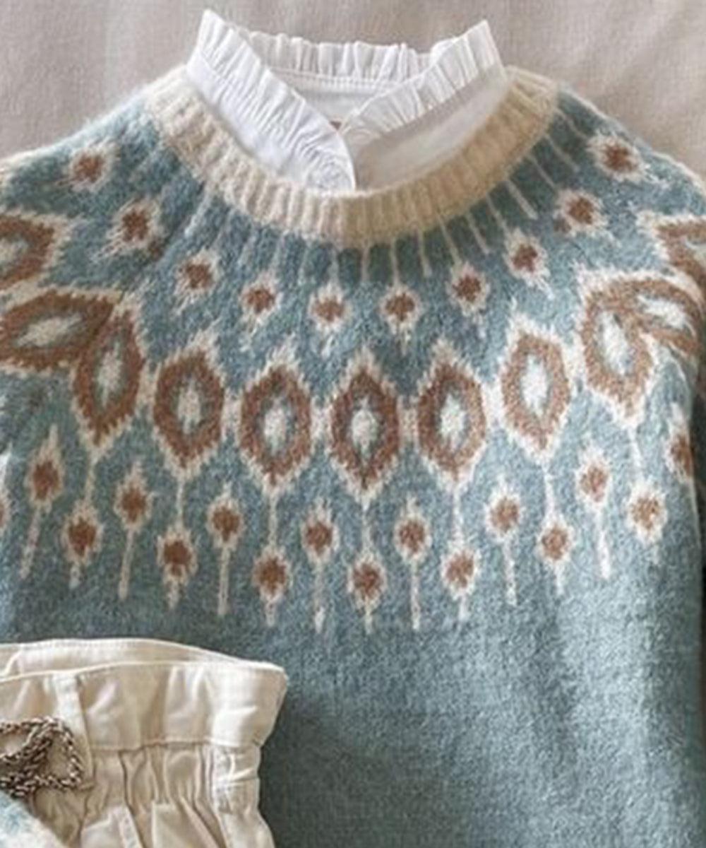 Vera - Temperamentvoller Hellblauer Pullover mit Rundhalsausschnitt