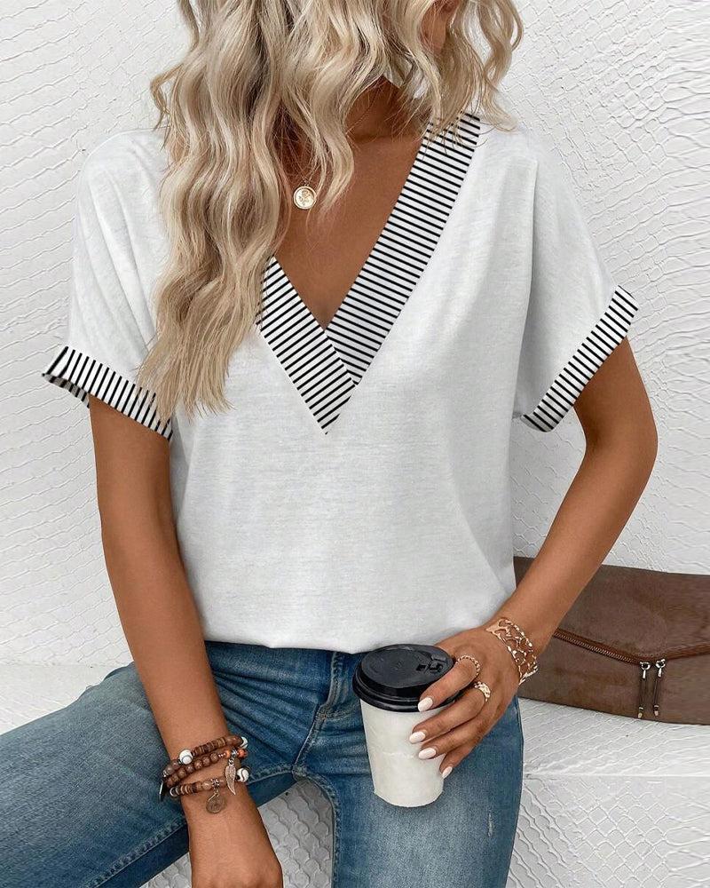 Stylisches kurzärmeliges Top mit V-Ausschnitt