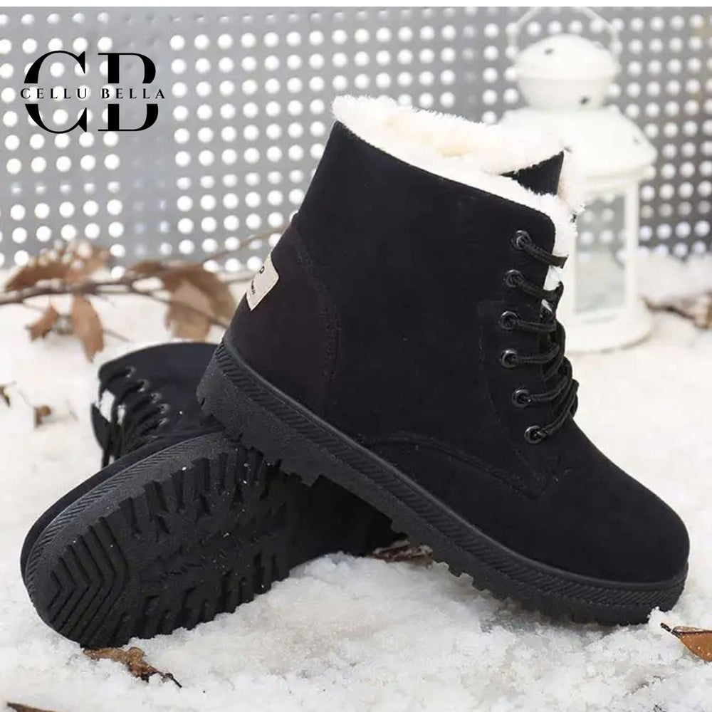 Eos-Winterstiefel: Elegante Damen-Boots mit Plüschfutter und robuster Gummisohle in Schwarz