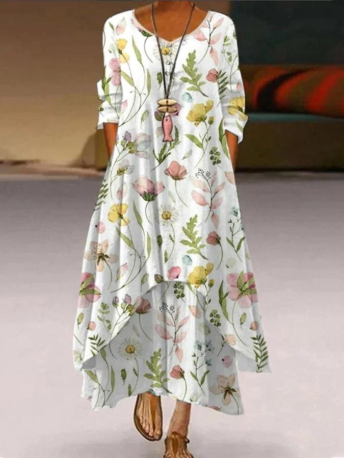 Jugendlicher Druck Rundhalsausschnitt Maxikleid