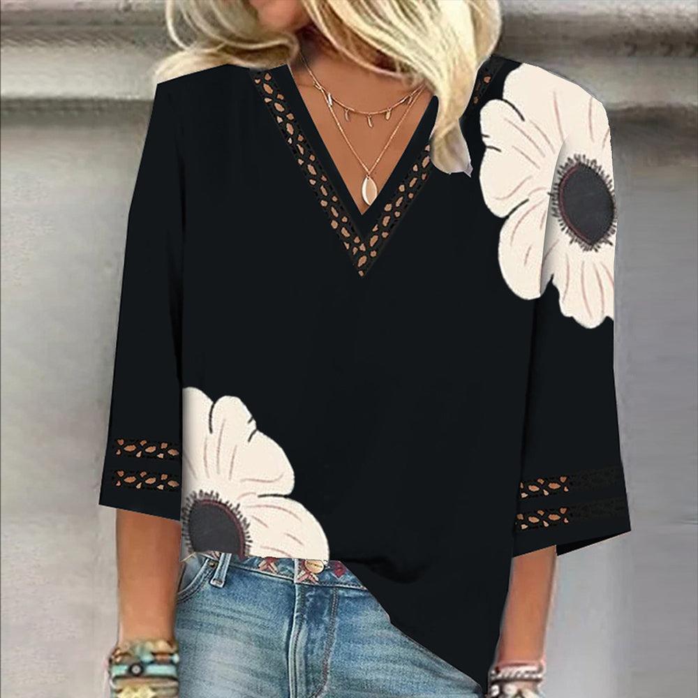 Trendiges Top mit Blumenmuster und V-Ausschnitt