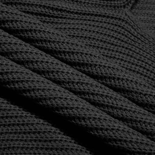 Schwarzer langärmeliger Rollkragenpullover mit gerippter Oberfläche