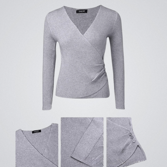 Grauer einfarbiger Langarmpullover