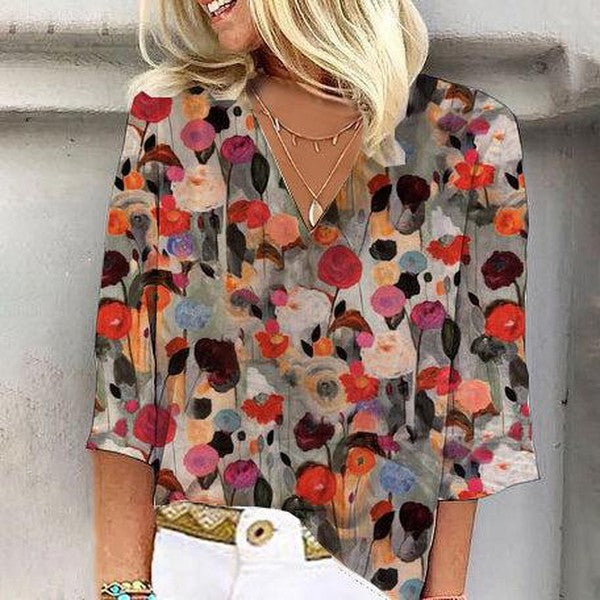 Spezielles Multicolor Top mit 3/4 Ärmeln