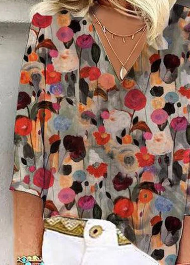 Spezielles Multicolor Top mit 3/4 Ärmeln