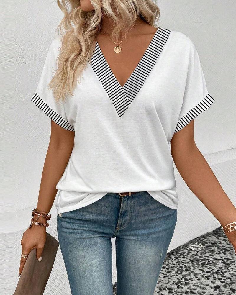 Stylisches kurzärmeliges Top mit V-Ausschnitt