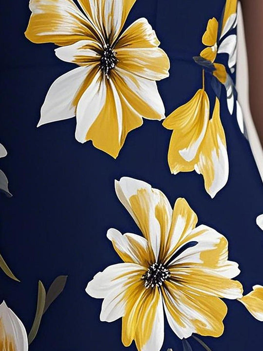 Elegantes ärmelloses Maxikleid mit Blumendruck