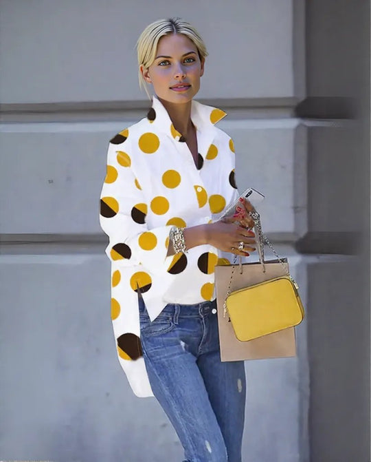Schickes langärmeliges Polk Dot Top