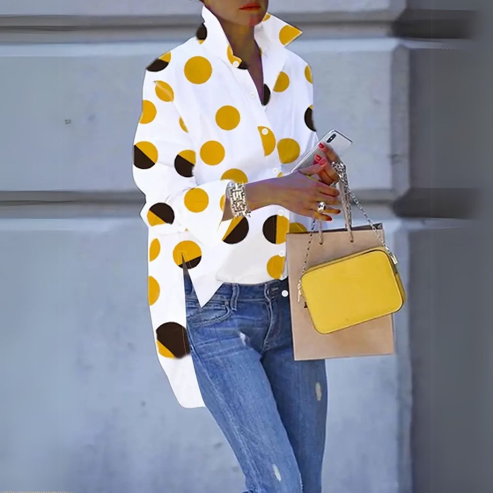 Schickes langärmeliges Polk Dot Top