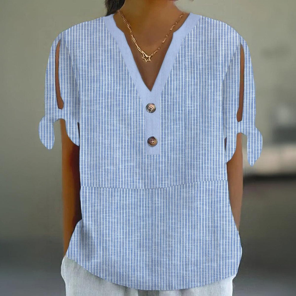 Comfy Gestreiftes Top mit geteilten Ärmeln
