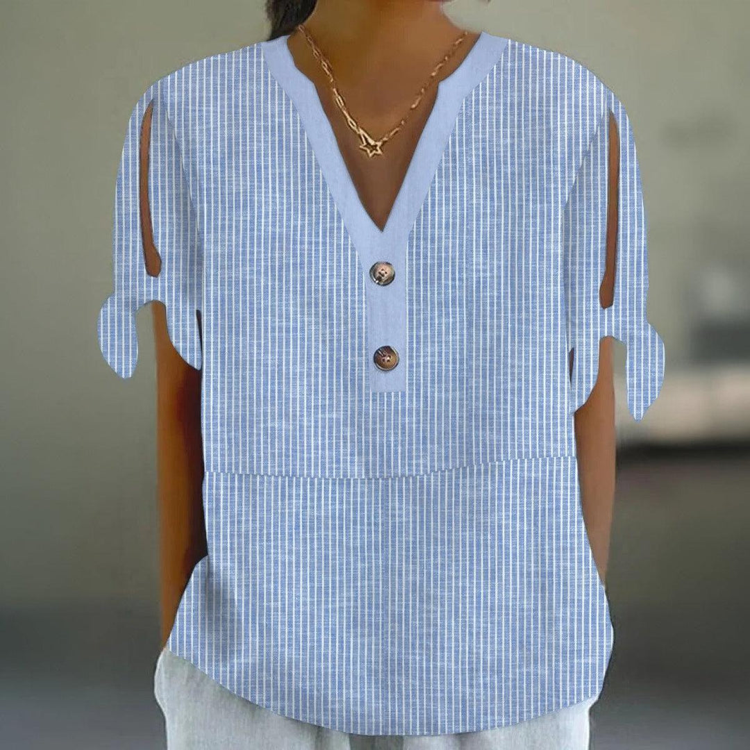 Comfy Gestreiftes Top mit geteilten Ärmeln