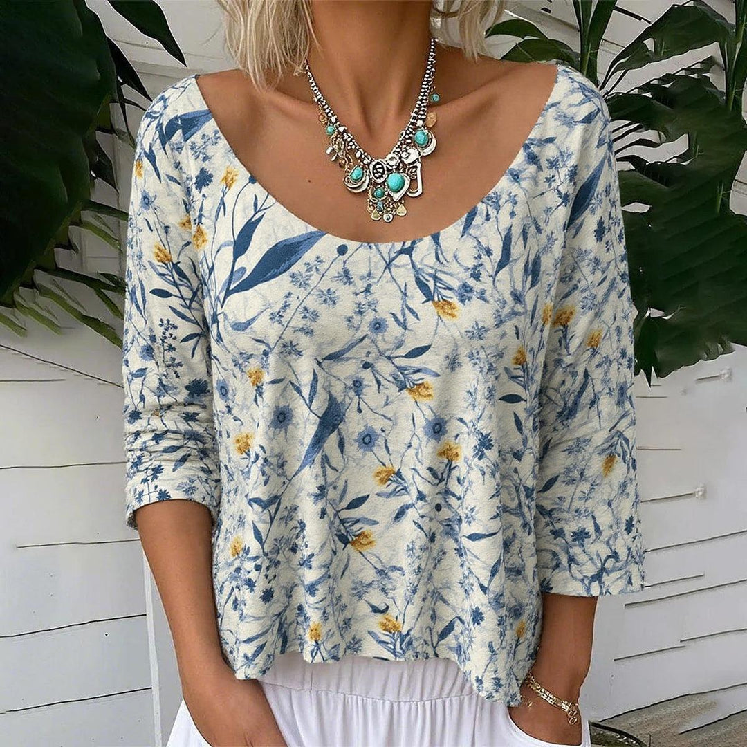 Romantisches weißes Top mit Blumendruck